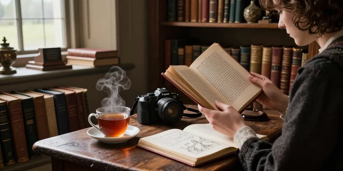 Explore captivating history at https://tyntescastle.com in a cozy nook filled with books and artifacts.