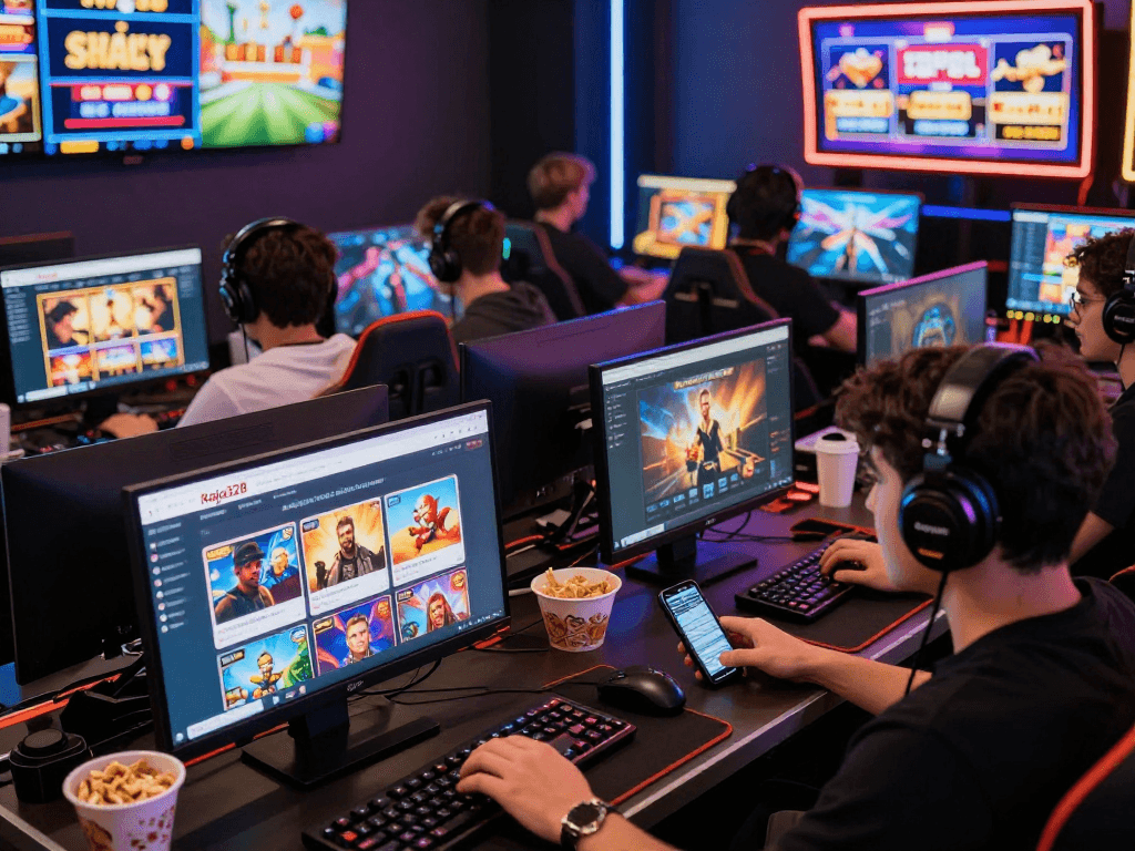 Players engaging on the Raja328 online gaming platform, showcasing excitement and variety in gaming options.