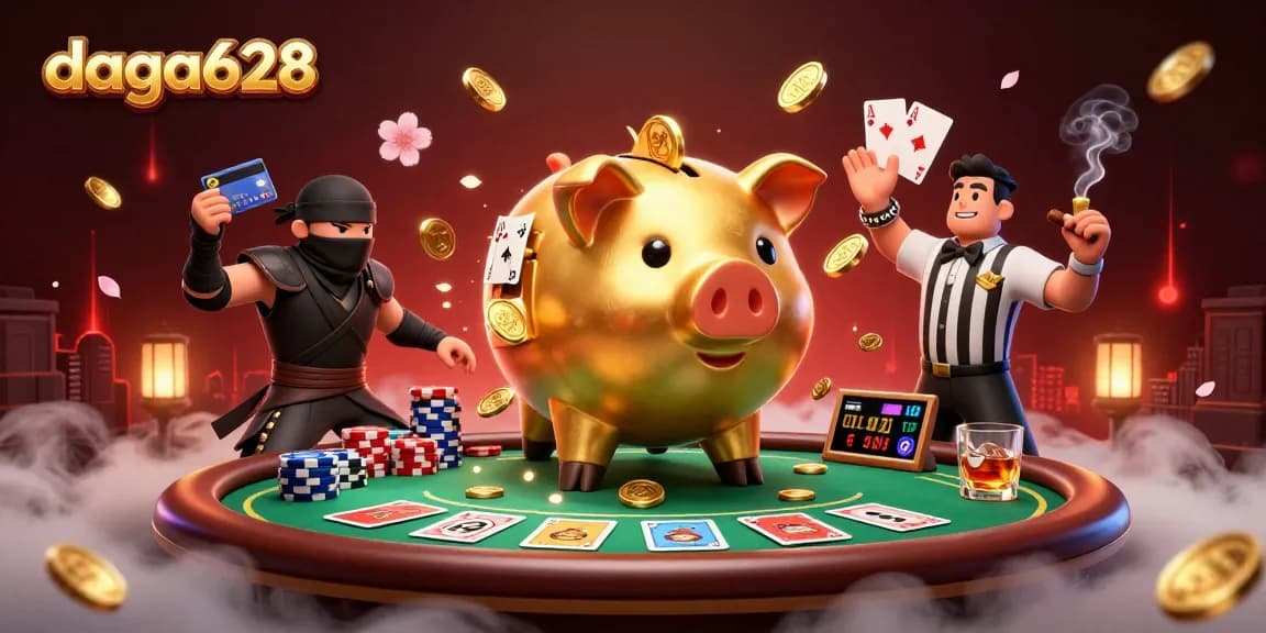 daga628 presents epic cockfighting action with animated characters and vibrant casino elements