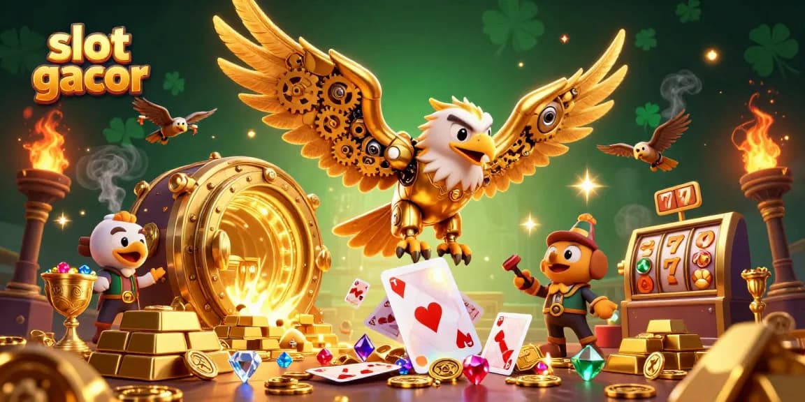 Experience the excitement of slot gacor with this vibrant 3D illustration filled with casino elements.