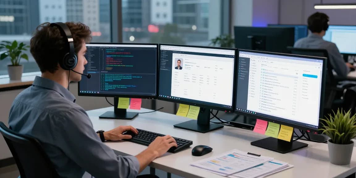 Age verification system in a modern office: expert monitors user age data securely and efficiently.