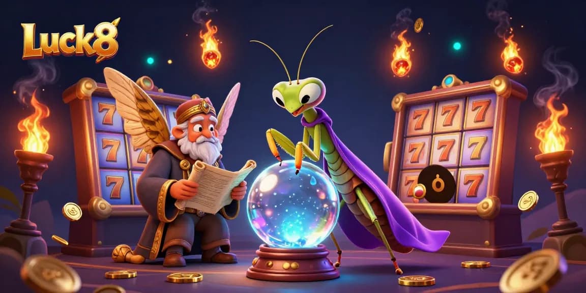 Experience Luck8's thrilling slots with a captivating fortune teller and engaging jackpot elements.