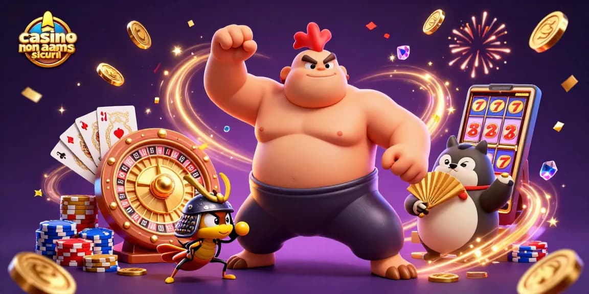 Vivi l'emozione dei casino non aams sicuri con una scena avvincente di personaggi giocosi ed elementi di gioco scintillanti.
