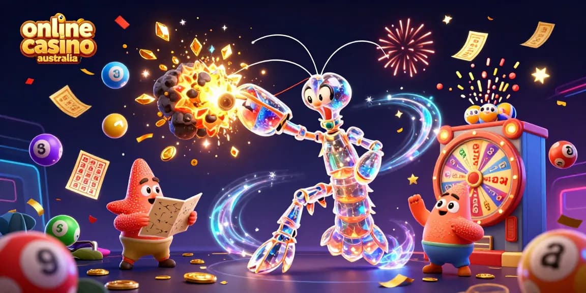 Engage with the vibrant online casino Australia scene featuring dazzling characters and dynamic game elements.