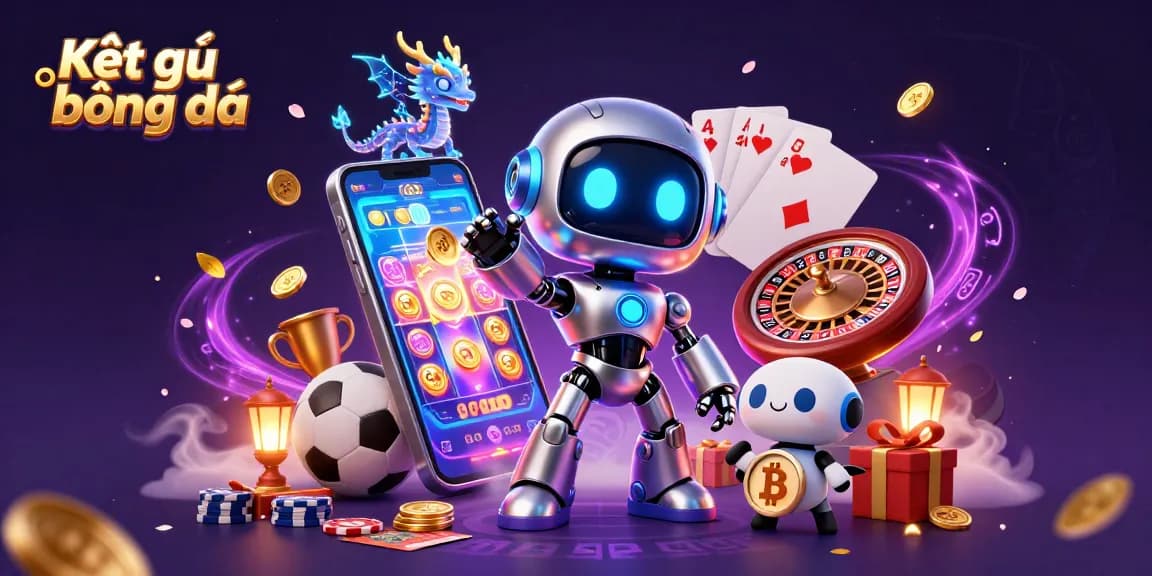 Kết quả bóng đá displayed with vibrant 3D cyberpunk characters and rich gambling elements for sports bettors