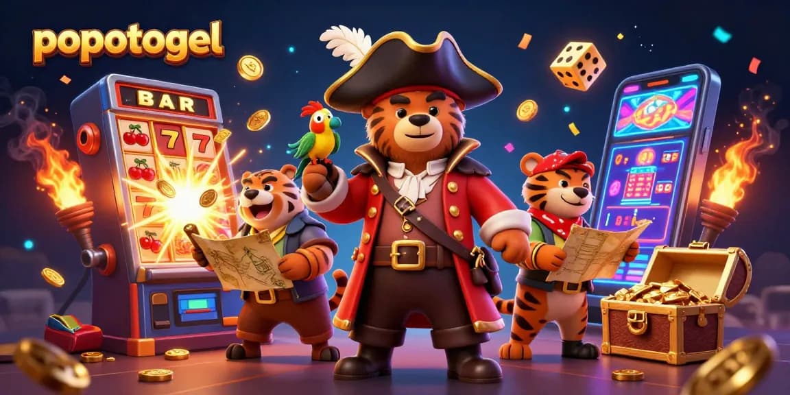 Engage with popotogel's thrilling jackpot experience, featuring vibrant characters and exciting casino elements.