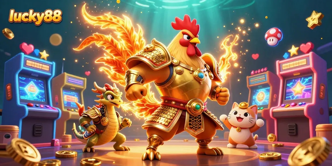 Experience the thrilling lucky88 gaming scene featuring unique characters and dynamic casino elements.