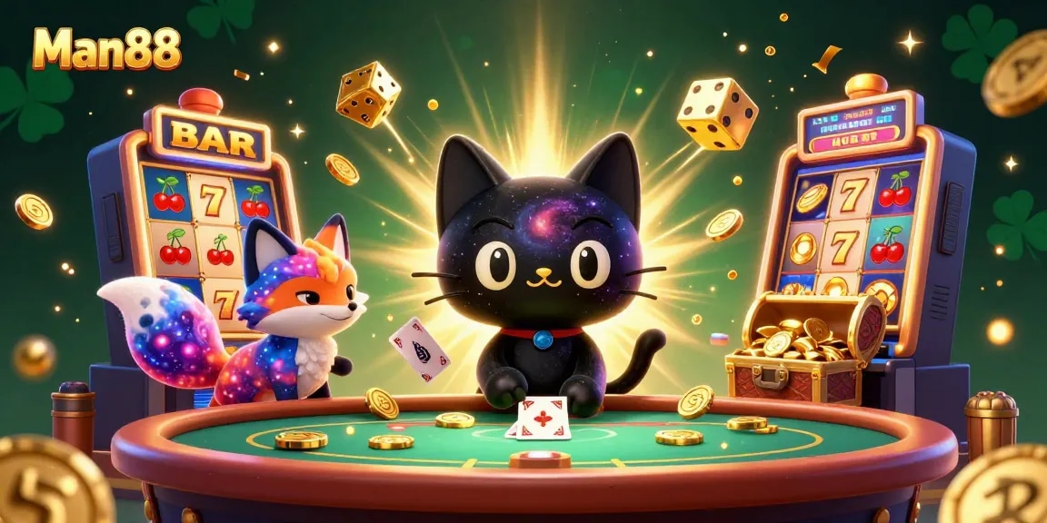 Man88 attracts gamblers with its captivating cosmic casino scene of winning excitement.