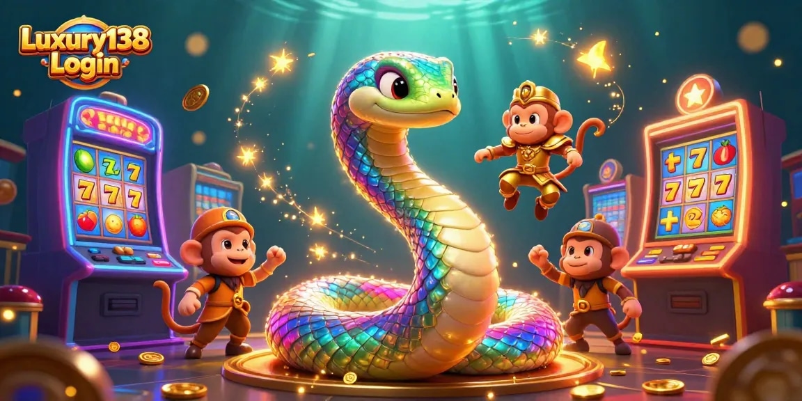 Experience the vibrant excitement of Luxury138 Login with dazzling games and dynamic characters in a captivating casino scene.