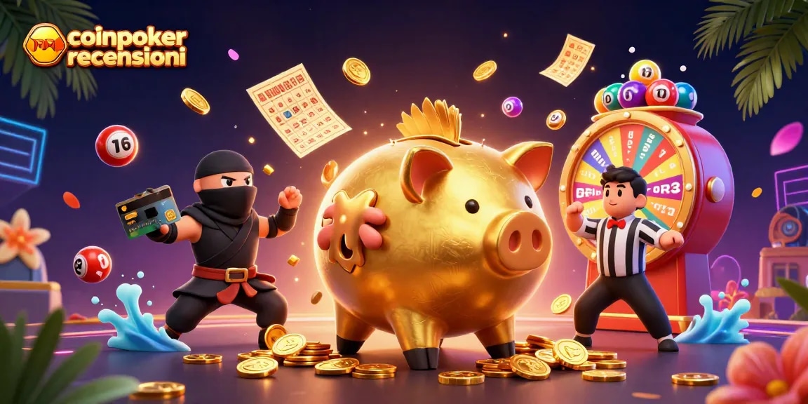 Giocatori che vincono su CoinPoker con una scena ludica ricca di colori e azione