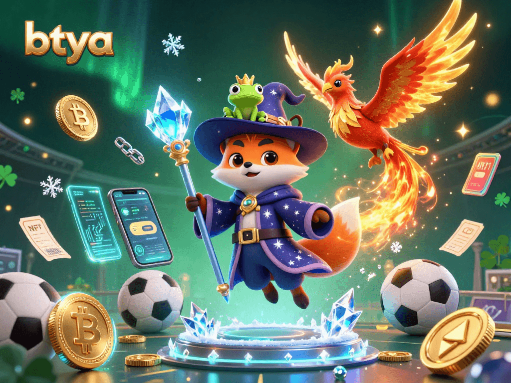 Engage with betya's vibrant sports betting scene filled with dynamic characters and crypto elements.