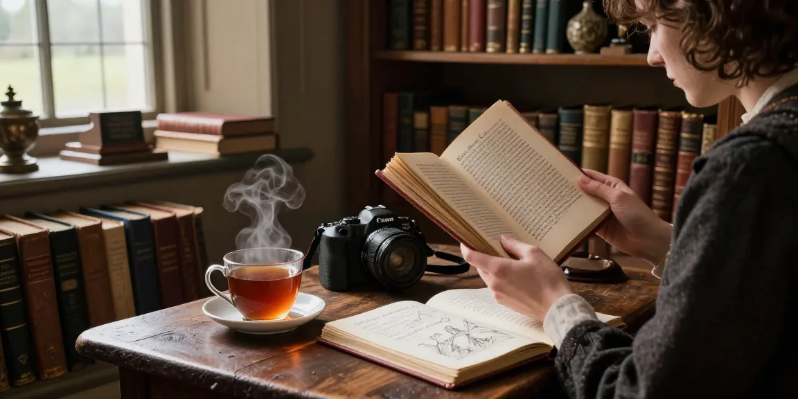 Explore captivating history at https://tyntescastle.com in a cozy nook filled with books and artifacts.