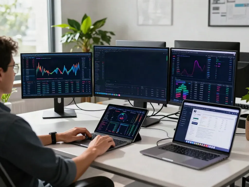 Real-time financial data API setup showcasing cryptocurrency trading interfaces and advanced analytics.
