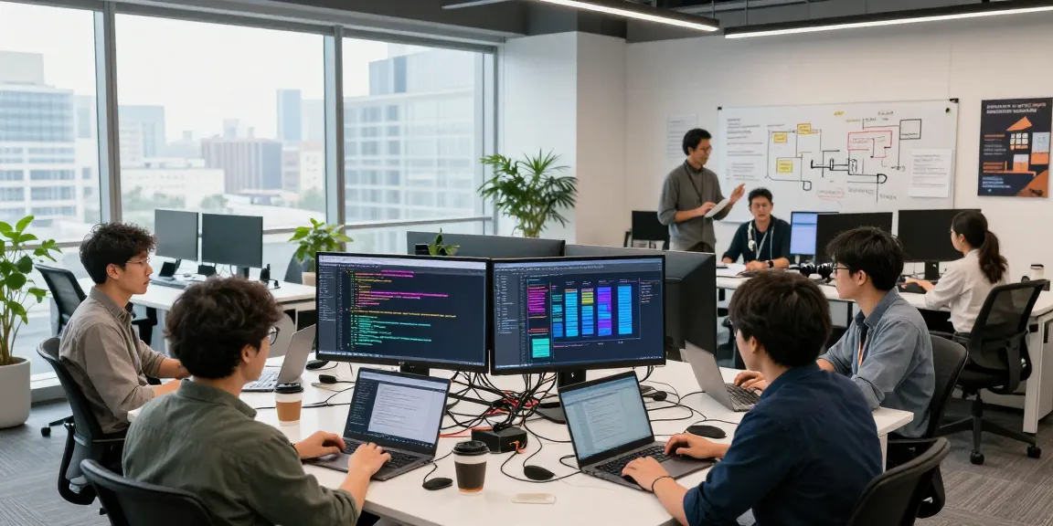 Developers collaborating in a modern office, showcasing innovative openclaw skills.