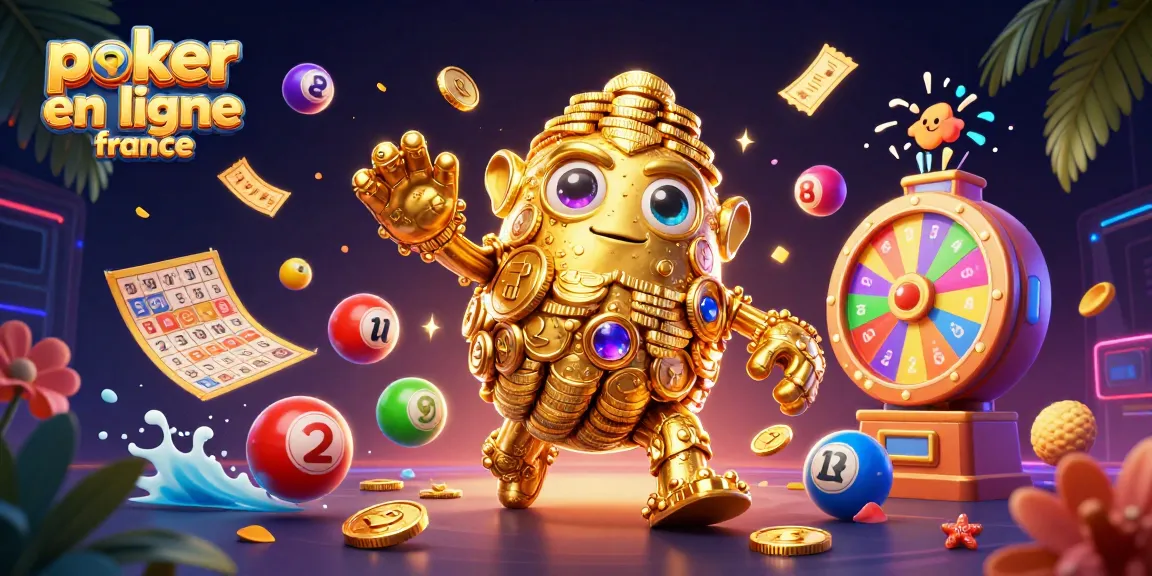 Jouez au poker en ligne France avec le golem doré et une variété d'éléments de jeu captivants.