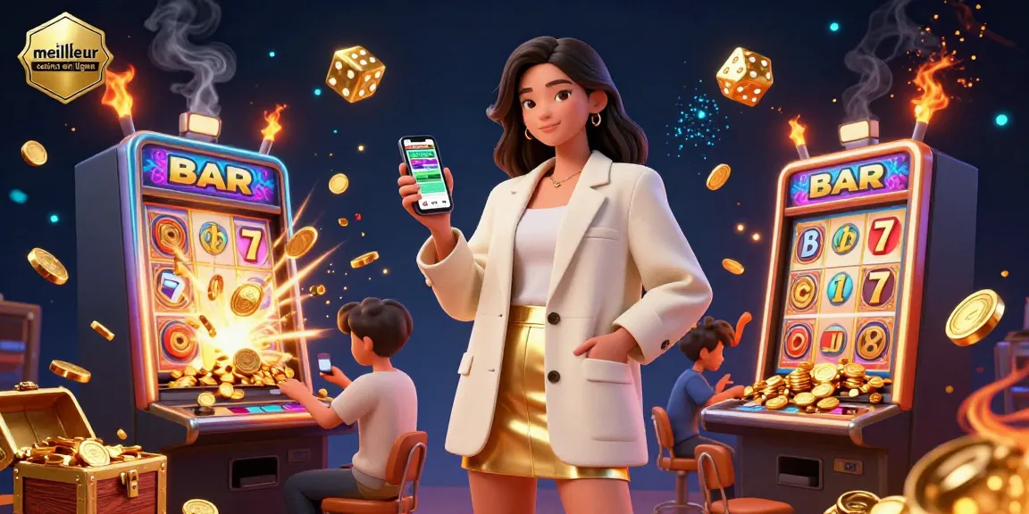 Vivez l'excitation du meilleur casino en ligne avec une illustration vibrante de jeux dynamiques et de paris.