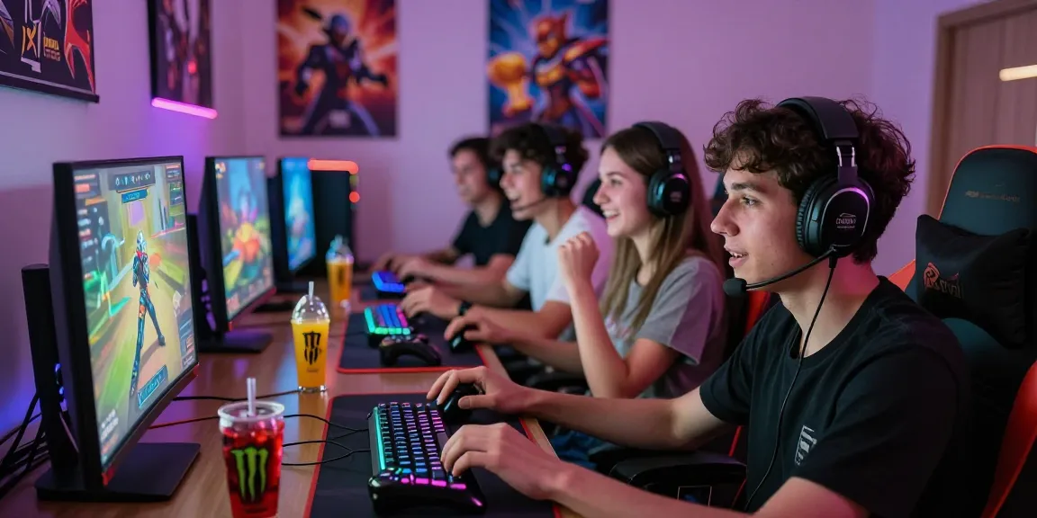 Friends enjoying a competitive gaming session with rokok88 games, cheering and strategizing in a vibrant home setup.