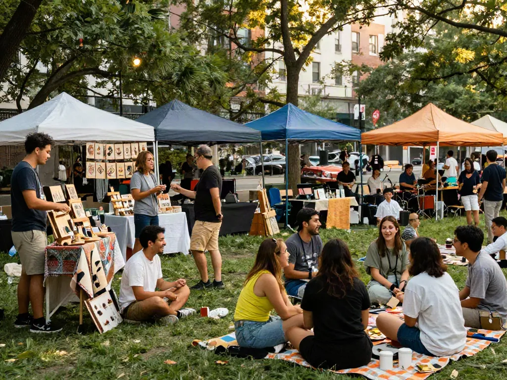 Community gathering at rokok88 showcasing local artisans and products