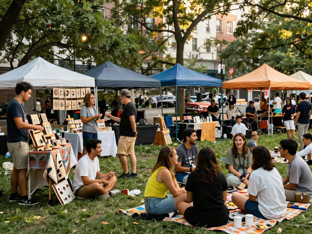 Community gathering at rokok88 showcasing local artisans and products