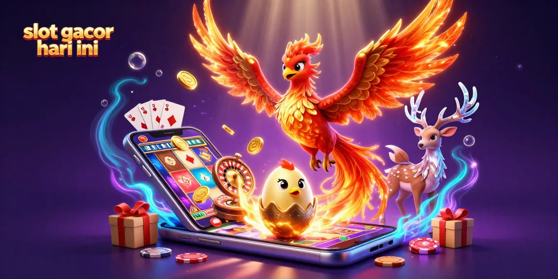 Engage with slot gacor hari ini visuals featuring a phoenix and casino elements in a vibrant scene.
