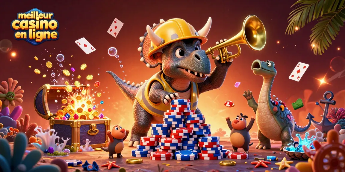 Jouer pour gagner au meilleur casino en ligne avec une animation dynamique de dinosaures et des éléments de jeu captivants.