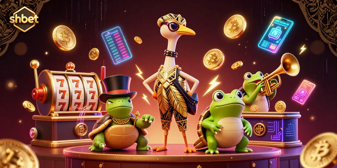 Bet big with shbet at this vibrant casino scene featuring fun characters and slot elements.