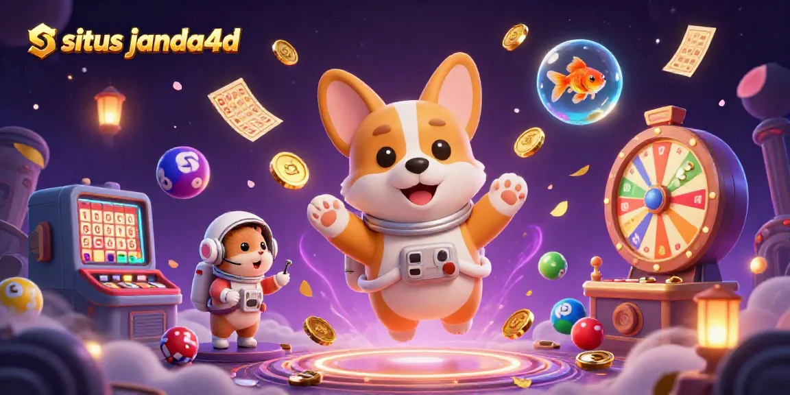 Permainan menarik di situs janda4d dengan karakter kartun astronot dan elemen kasino