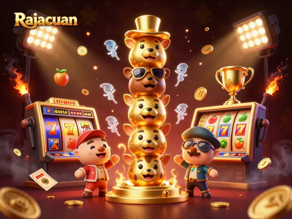 Rajacuan players engage with vibrant slot machines, showcasing dynamic gaming energy and thrilling visuals.