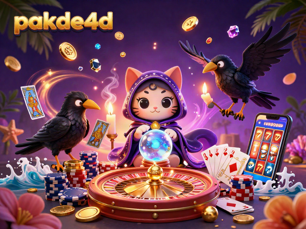 Engage with pakde4d's magic through an immersive casino scene featuring vibrant elements and lucky symbols.