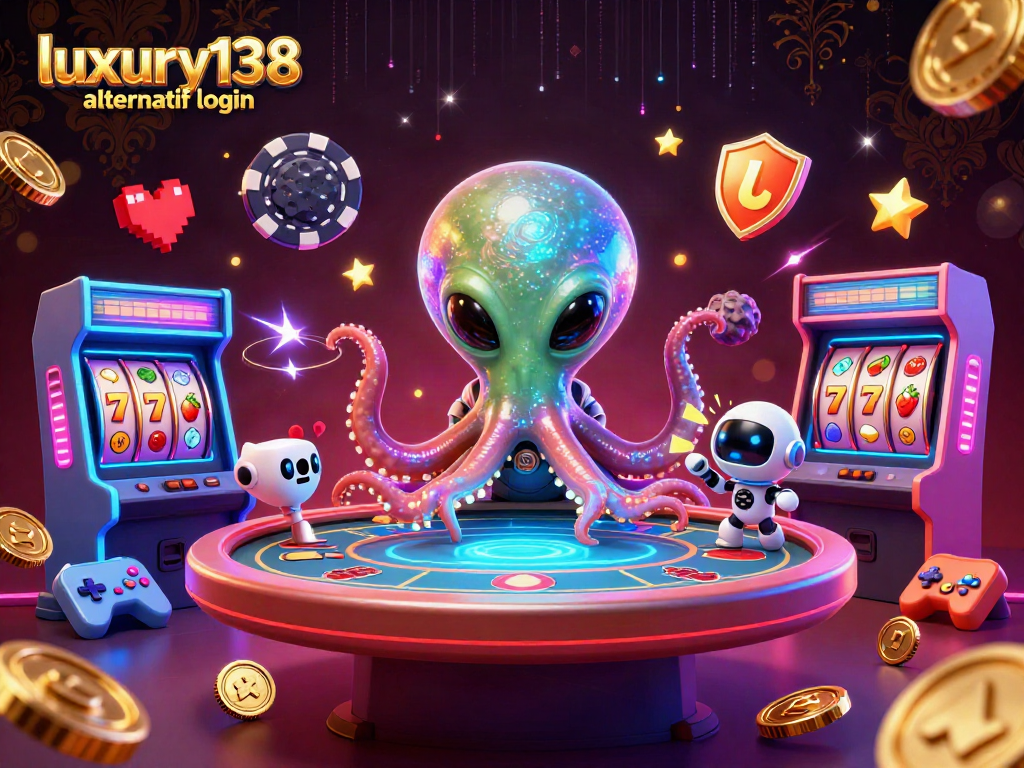 Gambarkan pengalaman bermain yang mengasyikkan dengan luxury138 alternatif login, sambil melihat tentakel multicolor alien di meja poker.