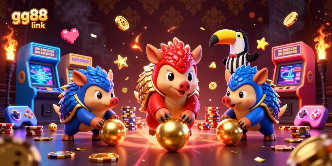 Win big with the gg88 link as pangolins roll towards poker chips in a vibrant casino scene.