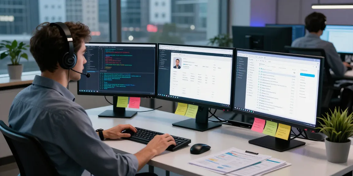 Age verification system in a modern office: expert monitors user age data securely and efficiently.