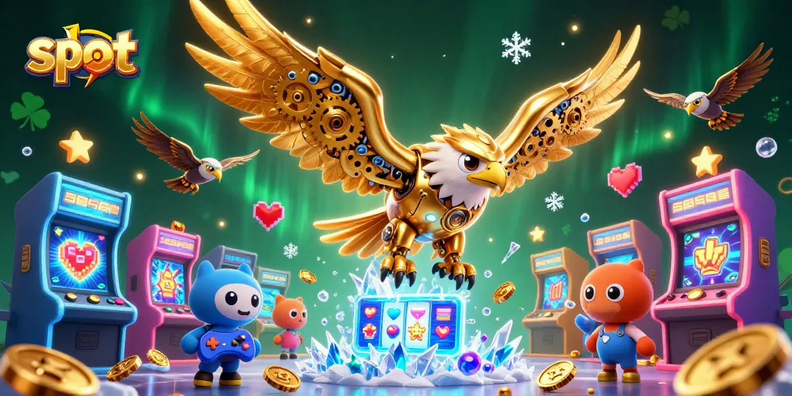 Putar slot dengan simbol keberuntungan dalam ilustrasi 3D yang kaya.