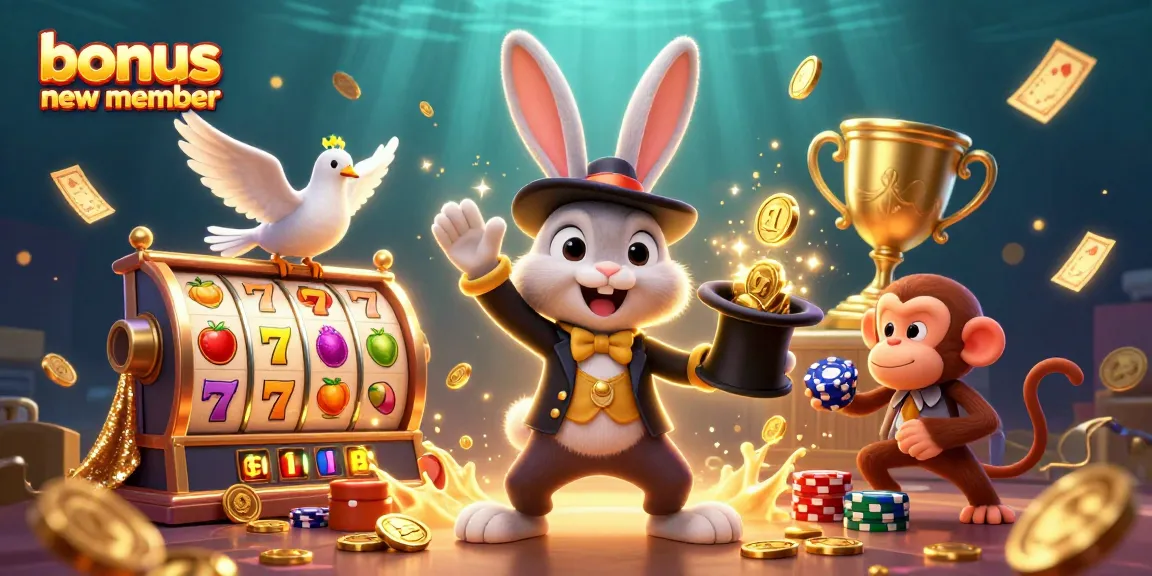 Engage with the bonus new member promotions featuring 3D characters illustrating casino excitement and offers.