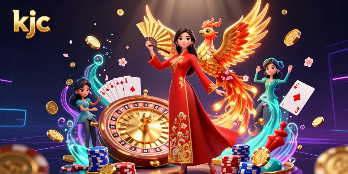 Experience kjc's thrilling online casino gaming with vibrant visuals and dynamic elements in this captivating illustration.