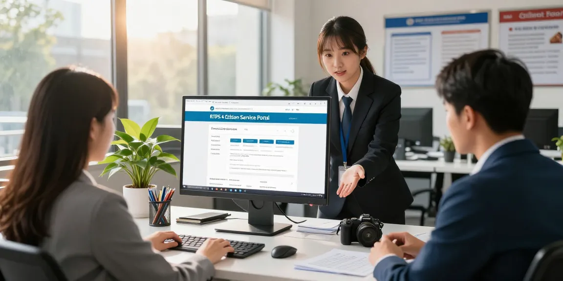 RTPS 4 Citizen Service Portal assisting citizens in a modern government office.