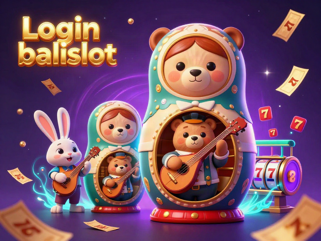 Experience the excitement of Login balislot with a vibrant casino-themed 3D illustration featuring charming characters.