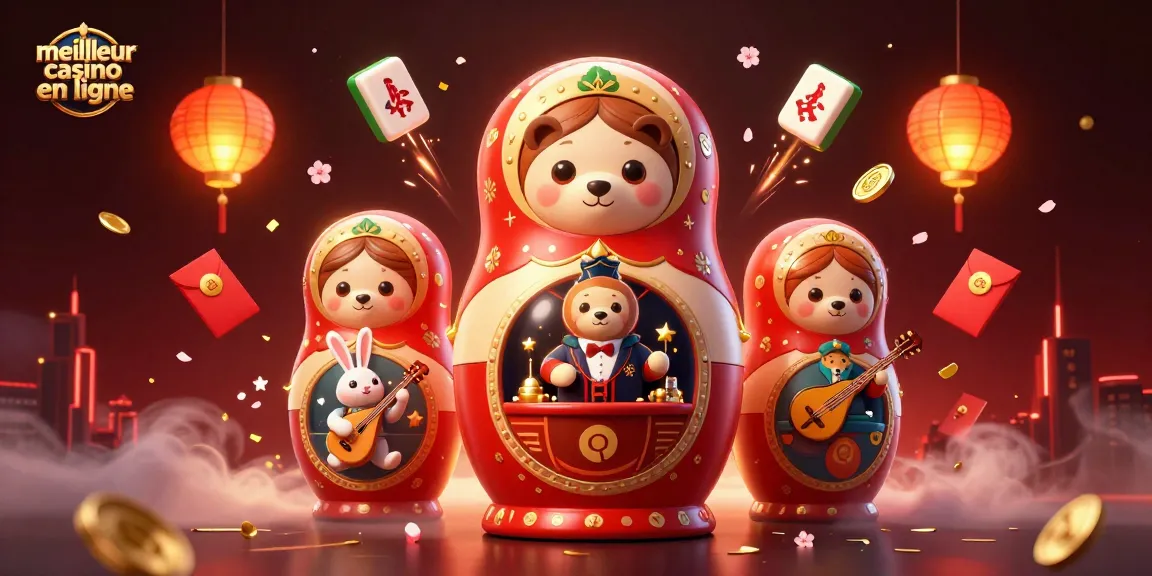 Plongez dans le monde du meilleur casino en ligne avec des ours Matryoshka et des éléments de jeu fascinants.