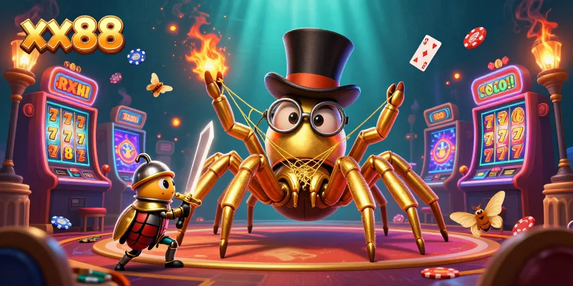 Engage with the vibrant world of xx88 where a golden tarantula and beetle knight bring excitement to the slots!
