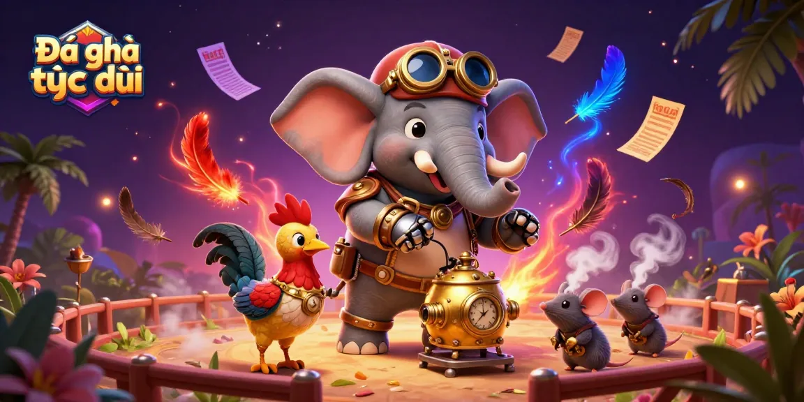 Experience Đá gà trực tiếp excitement with animated characters and vibrant elements in the dynamic cockfighting arena.