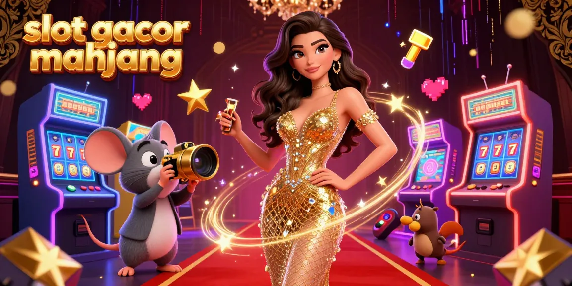 Engage with slot gacor mahjong through vibrant 3D gaming elements and a glamorous scene.