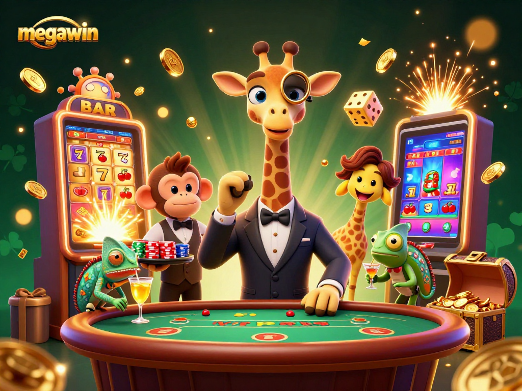 Mengalami keseruan megawin dengan animasi slot yang mendebarkan dan karakter menarik dalam suasana kasino.