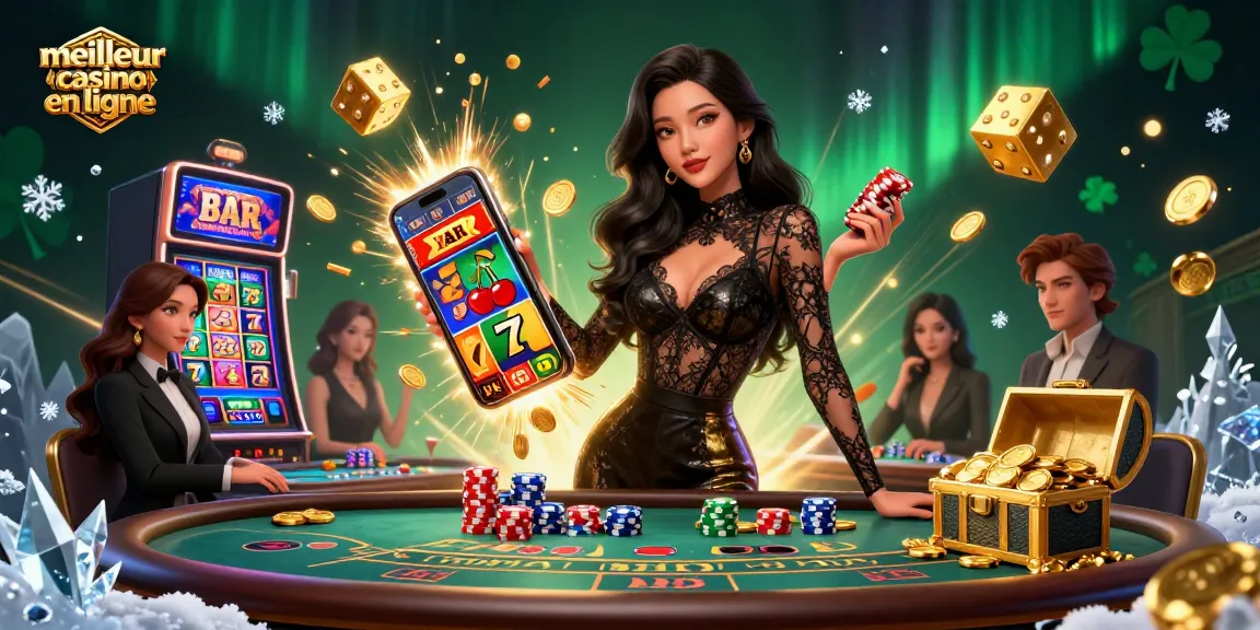 Vivez l'excitation du meilleur casino en ligne avec une femme asiatique glamour à une table de baccarat VIP.