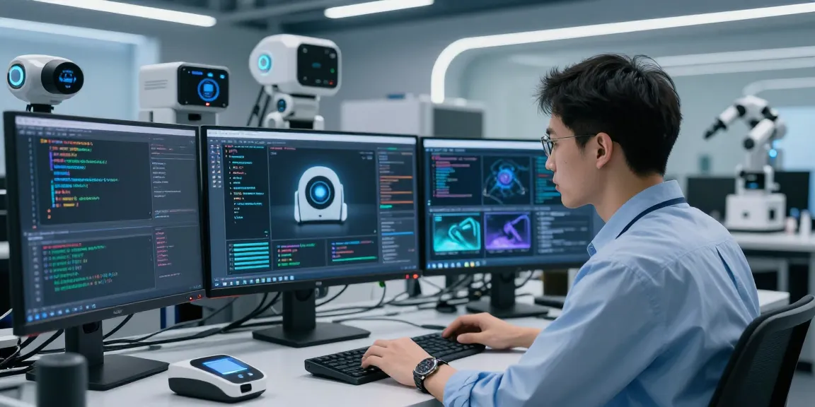 AI Image Detector in a modern lab, showcasing analysis and innovation in technology.