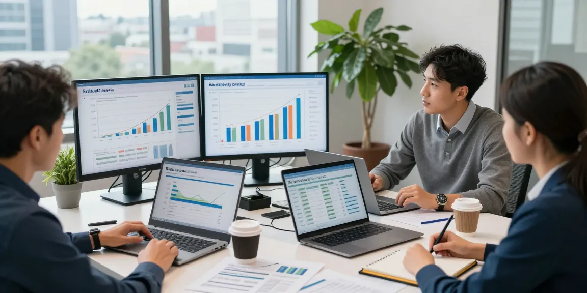 Business team optimizing british gas business gas usage in modern office.