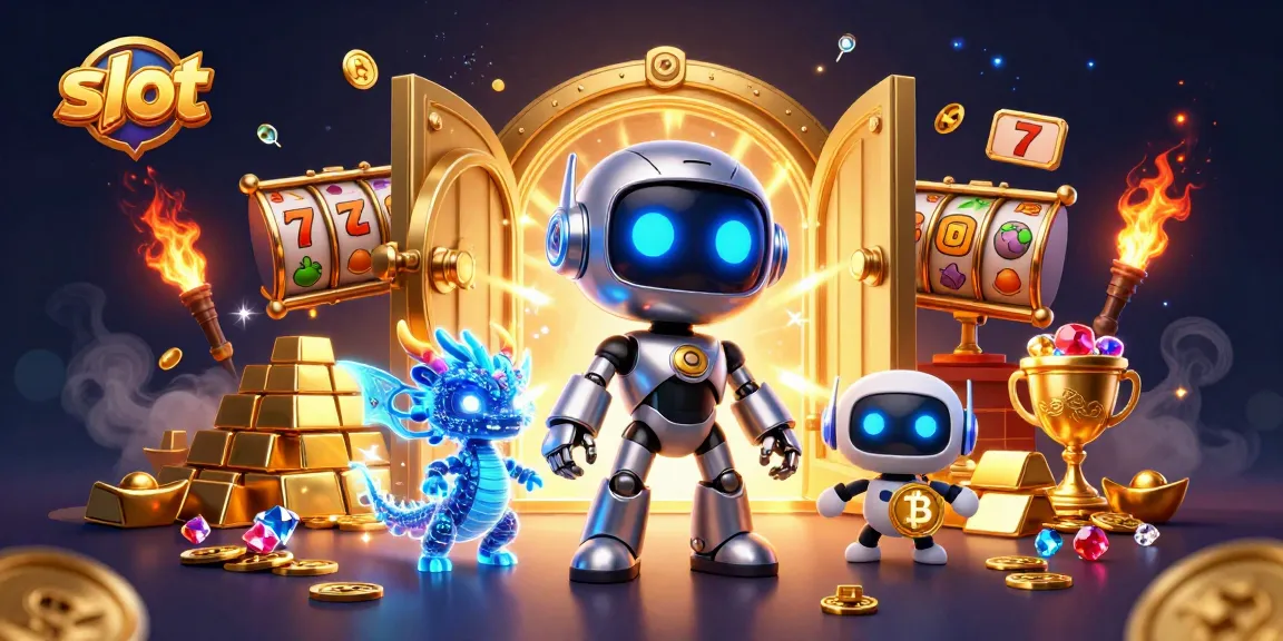 Putar slot dengan simbol keberuntungan dan karakter robot yang menakjubkan.