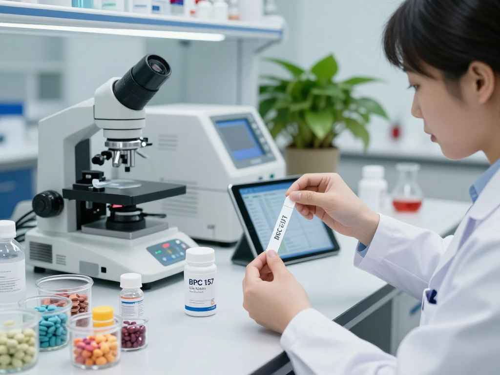 BPC 157 TB 500 Blend being researched in a vibrant lab for innovative health solutions.