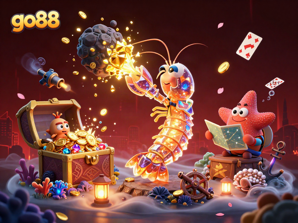 Experience the excitement of go88 as the samurai shrimp reveals treasures in a dynamic digital casino world.