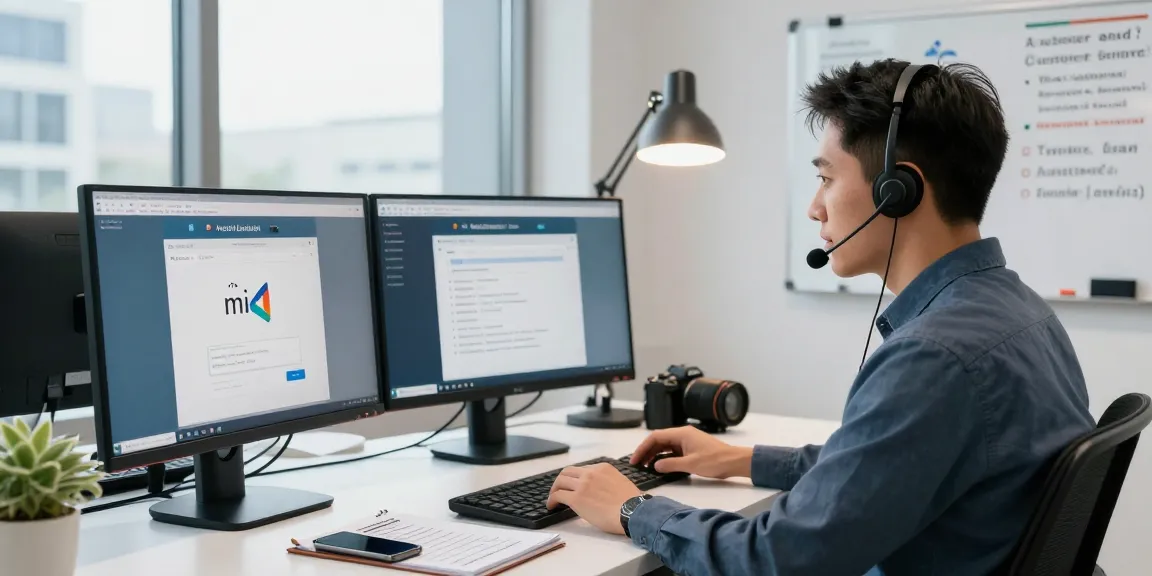 Customer service representative providing Telus-Technical-Support assistance in a modern tech support center.