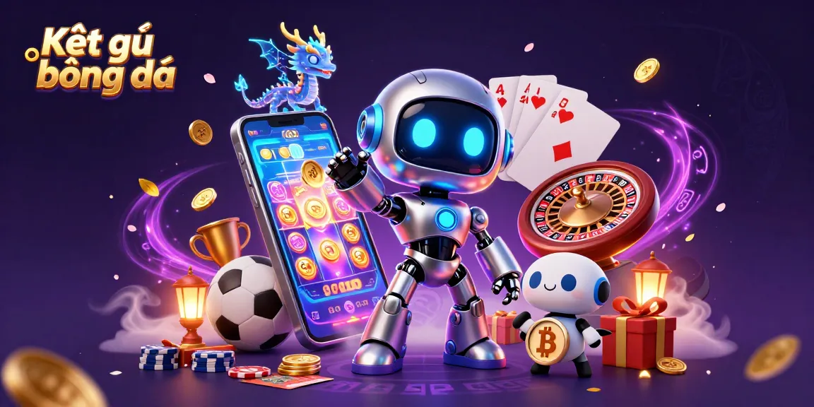 Kết quả bóng đá displayed with vibrant 3D cyberpunk characters and rich gambling elements for sports bettors